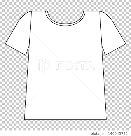 暑い日に着るシンプルな半袖Tシャツのイラスト_丸首_白 暑い日に着るシンプルな半袖Tシャツのイラスト_丸首_白 140945752