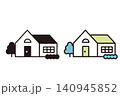 シンプルな線画の家のベクターアイコンセット（白黒・カラー） 140945852