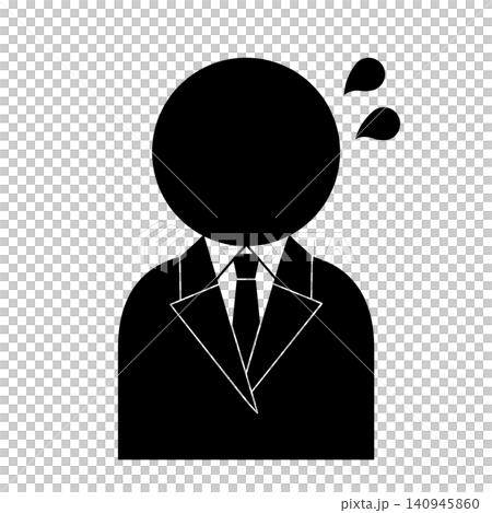 汗をかくシンプルなビジネスマンの上半身ピクトグラム(焦る・困る・緊張) 汗をかくシンプルなビジネスマンの上半身ピクトグラム(焦る・困る・緊張) 140945860