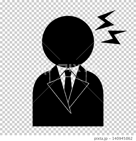 A simple pictogram of the upper body of a tense-looking businessman (anger, tension, stress) A simple pictogram of the upper body of a tense-looking businessman (anger, tension, stress) 140945862