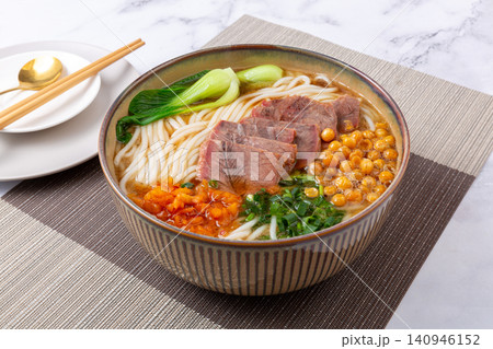 traditional Chinese Rice Noodles with Sliced Beef and Pickled Vegetables traditional Chinese Rice Noodles with Sliced Beef and Pickled Vegetables 140946152