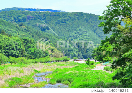 緑に囲まれた永野川 星野河川遺跡公園付近 栃木市星野町 緑に囲まれた永野川 星野河川遺跡公園付近 栃木市星野町 140946251
