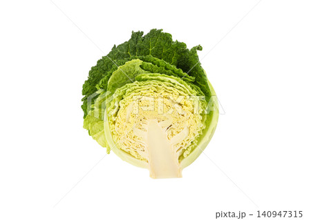 Cabbage cut in half showing layers and stem inside, isolated, PNG Cabbage cut in half showing layers and stem inside, isolated, PNG 140947315