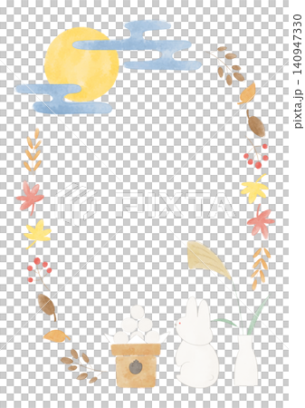 Cute rabbit moon-viewing frame (watercolor style) 140947330