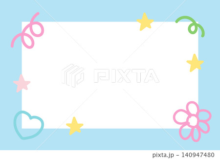 Cute pastel blue frame with flower, heart, stars for polaroid frame, social media, poster, postcard, rectangle ad template, book cover, sticky note, banner, notepads, floral, name tag, paper, label Cute pastel blue frame with flower, heart, stars for polaroid frame, social media, poster, postcard, rectangle ad template, book cover, sticky note, banner, notepads, floral, name tag, paper, label 140947480