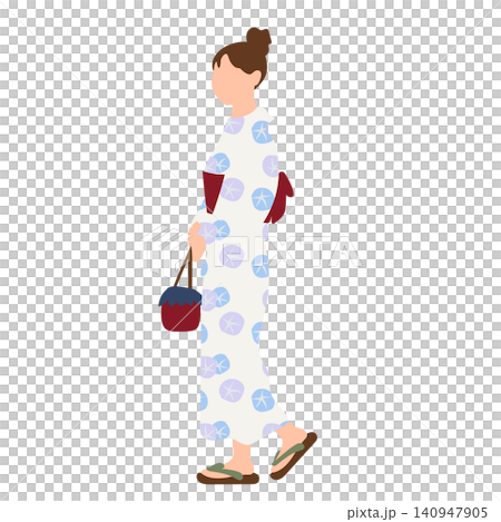 走在浴衣的婦女 140947905