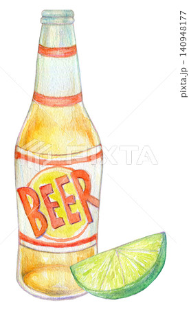 水彩イラスト 手描きイラスト 瓶ビール 水彩イラスト 手描きイラスト 瓶ビール 140948177