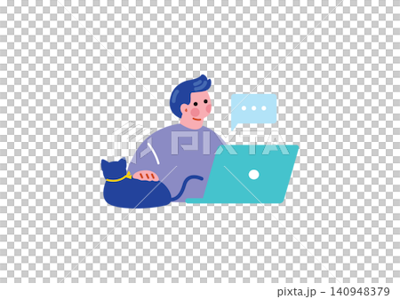 Illustration of a man working remotely Illustration of a man working remotely 140948379