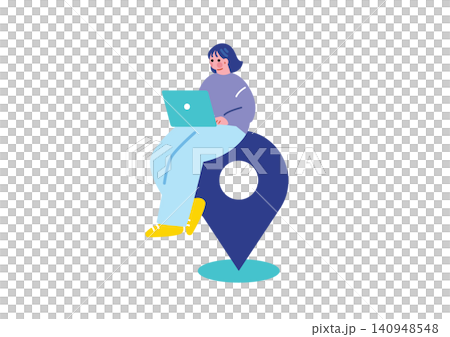 Illustration of a woman working remotely Illustration of a woman working remotely 140948548