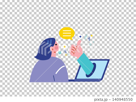 Illustration of a woman in remote work Illustration of a woman in remote work 140948550