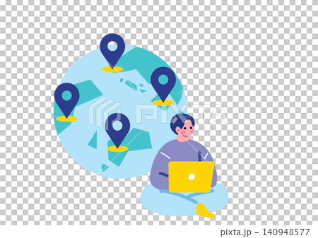 Illustration of a male digital nomad Illustration of a male digital nomad 140948577