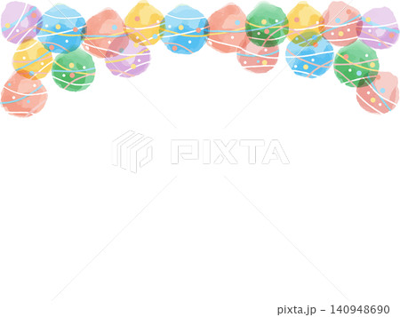 夏祭りのヨーヨー水彩ヘッダーイラスト 縁日イベント背景素材ベクター 140948690