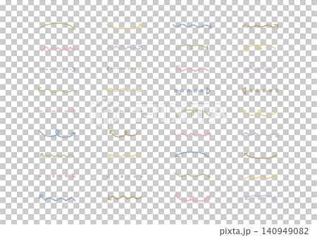 様々な線で描かれたナチュラルカラーのおしゃれな手描きの矢印セット 140949082