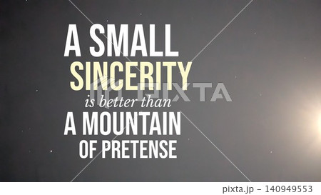 A bright moon pierces through a misty, dark sky beside elegant white typography. The message promotes sincerity over pretense, using celestial light to emphasize moral clarity. This simple yet A bright moon pierces through a misty, dark sky beside elegant white typography. The message promotes sincerity over pretense, using celestial light to emphasize moral clarity. This simple yet 140949553