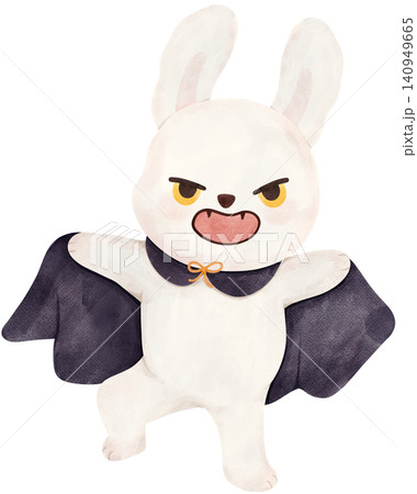 Sassy Halloween Preppy Vampire Rabbit with Cape in Coquette style Cute Spooky Watercolor Clipart Sassy Halloween Preppy Vampire Rabbit with Cape in Coquette style Cute Spooky Watercolor Clipart 140949665