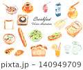 水彩で描いたの朝食セット　ベクター 140949709