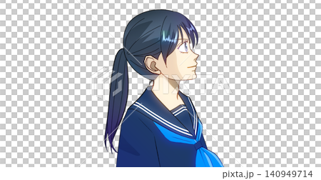 An anime-style illustration of a female student in a sailor uniform, against a white background. An anime-style illustration of a female student in a sailor uniform, against a white background. 140949714