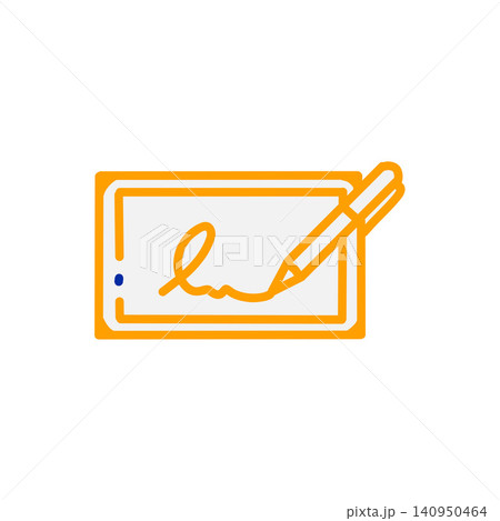 署名・サインするペンとデジタルの署名アイコン。電子契約やオンライン手続きのイラスト素材。 140950464