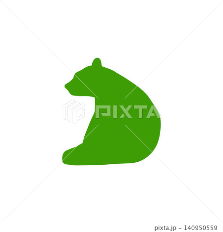 座っている緑色のクマのシルエットイラスト・シンプル・ホワイト背景 座っている緑色のクマのシルエットイラスト・シンプル・ホワイト背景 140950559