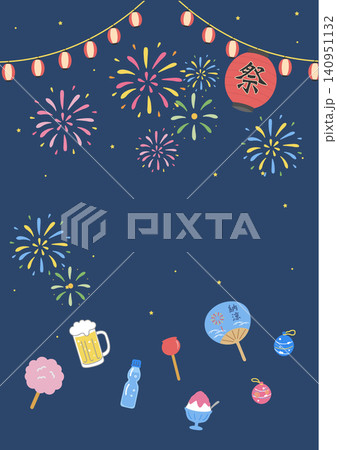 夏のバナーイラスト 夏祭り 花火 夏の背景イラスト 夏のバナーイラスト 夏祭り 花火 夏の背景イラスト 140951132