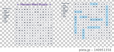 Monster theme word search puzzle crossword game worksheet template Monster theme word search puzzle crossword game worksheet template 140951358