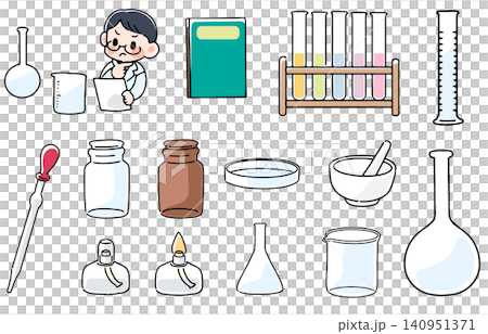 一組科學實驗中使用的工具插圖。 一組科學實驗中使用的工具插圖。 140951371