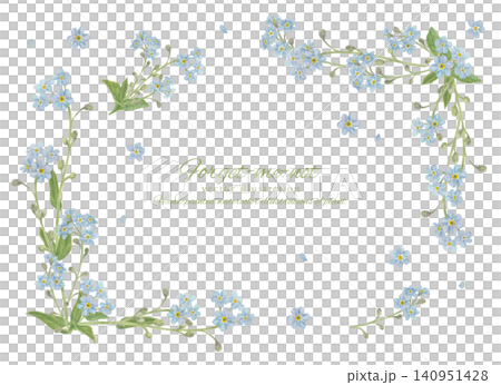 Watercolor hand-painted forget-me-not frame vector illustration 140951428
