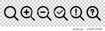 Magnifying glass icon set Magnifying glass icon set 140952099