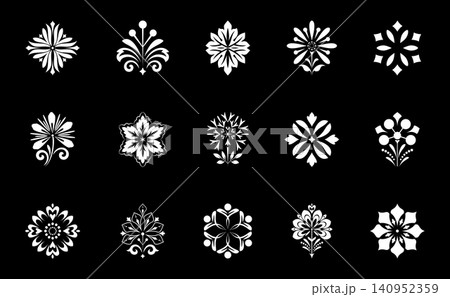 Flower icons set. Isolated elements for design. Vector graphics. Flower collection Flower icons set. Isolated elements for design. Vector graphics. Flower collection 140952359