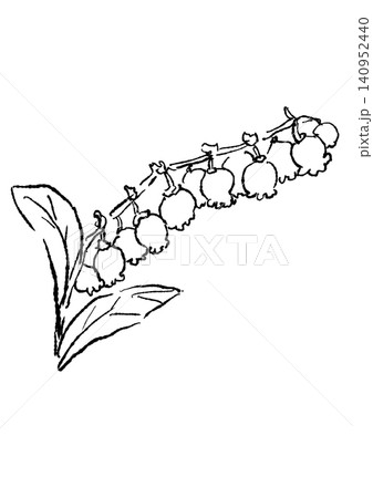 咲き誇るブルーベリーの花の手描きの線画イラスト 140952440