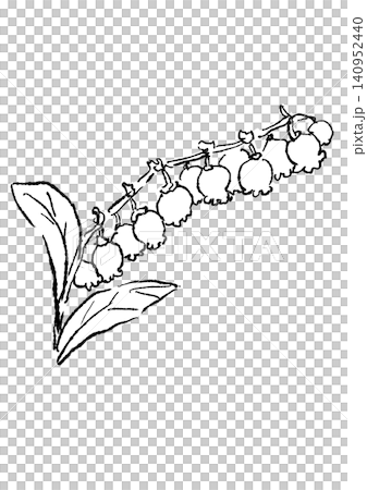 咲き誇るブルーベリーの花の手描きの線画イラスト 140952440