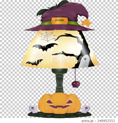 Cute Halloween Witch Lamp Watercolor Clipart Hand Painted Illustration with Pumpkin Base, Bats and Ghost Cute Halloween Witch Lamp Watercolor Clipart Hand Painted Illustration with Pumpkin Base, Bats and Ghost 140952551