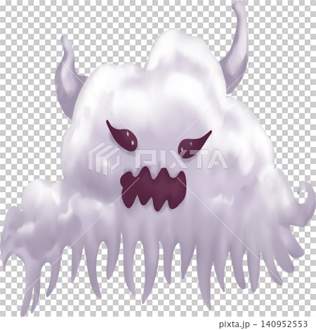 Cute Spooky Cloud Monster Clipart Hand Drawn Watercolor Halloween Illustration 140952553
