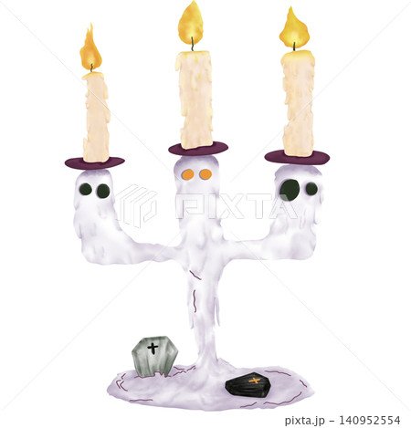 Hand Drawn Watercolor Ghost Candle Clipart Cute Spooky Candelabra Illustration Hand Drawn Watercolor Ghost Candle Clipart Cute Spooky Candelabra Illustration 140952554
