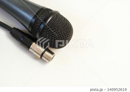 Black microphone for vocal and cable with connectors XLR canon Black microphone for vocal and cable with connectors XLR canon 140952619