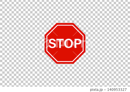 Red octagonal stop sign with bold white letters symbolizing traffic control, road safety, warning and regulatory signage for intersections and drivers Red octagonal stop sign with bold white letters symbolizing traffic control, road safety, warning and regulatory signage for intersections and drivers 140953327