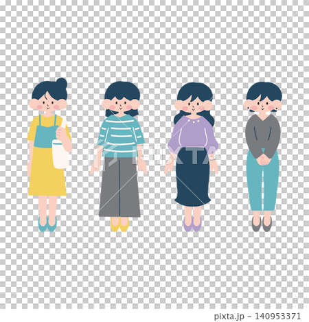 全身女性插畫素材集 全身女性插畫素材集 140953371