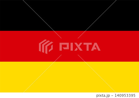Official Germany national flag in original proportions. German tricolor striped background. Vector illustration 140953395