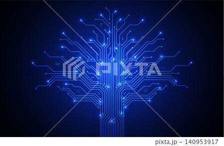 Digital technology tree made of glowing circuit lines concept of Artificial Intelligence, big data, and futuristic cyberspace Digital technology tree made of glowing circuit lines concept of Artificial Intelligence, big data, and futuristic cyberspace 140953917