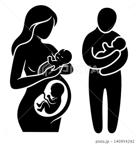 Mother And Father Holding Newborn Baby Silhouette 140954292