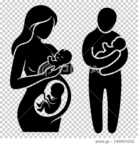 Mother And Father Holding Newborn Baby Silhouette 140954292