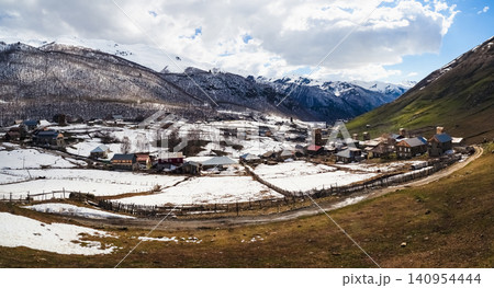 Panoramic view of the Ushguli community, located in the Svaneti region, Georgia. Panoramic view of the Ushguli community, located in the Svaneti region, Georgia. 140954444