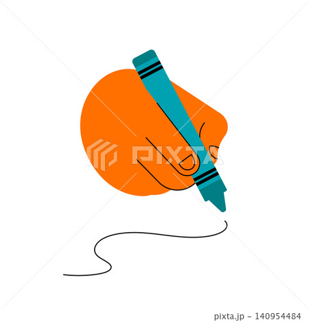 A hand writing with a marker. Doodle icon for back to school, education, learning and creative A hand writing with a marker. Doodle icon for back to school, education, learning and creative 140954484