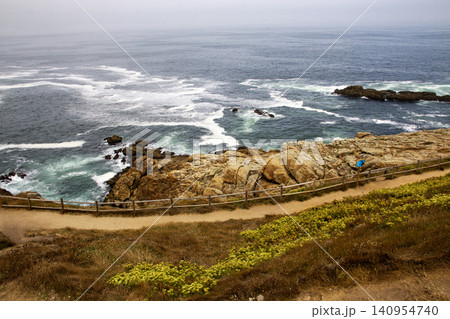 Looking Down at a Rocky Coastline Below The Hercules Lighthouse in Galicia Spain Looking Down at a Rocky Coastline Below The Hercules Lighthouse in Galicia Spain 140954740