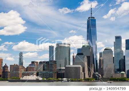 New York, United States. New york Manhattal skyline financial district. Manhattan's beautiful skyline, New York, United States. Panorama view of New York city skyline in Midtown Manhattan. USA NYC. 140954799