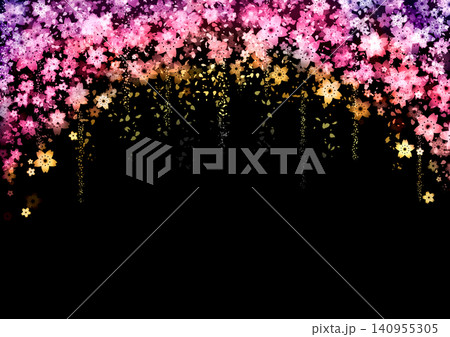 夜に舞う桜と金のきらめき 140955305