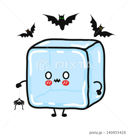 Cute Ice Cube Halloween Character Costume Illustration Cute Ice Cube Halloween Character Costume Illustration 140955428