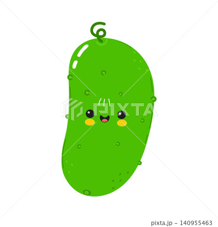 Cute Cucumber Smiling Face Character Illustration 140955463