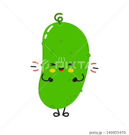 Cute Cucumber Laughing Character Expression Illustration Cute Cucumber Laughing Character Expression Illustration 140955470
