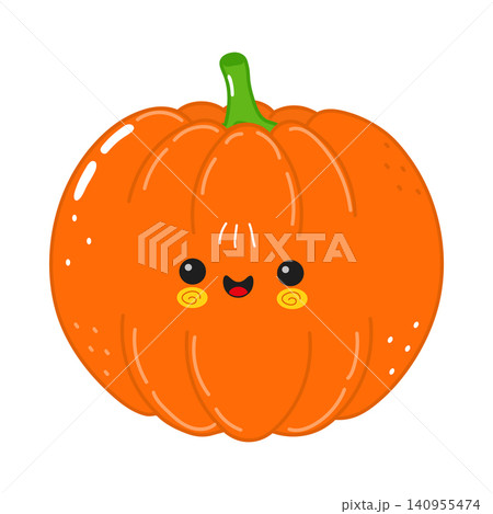 Cute Pumpkin Smiling Face Character Illustration Cute Pumpkin Smiling Face Character Illustration 140955474